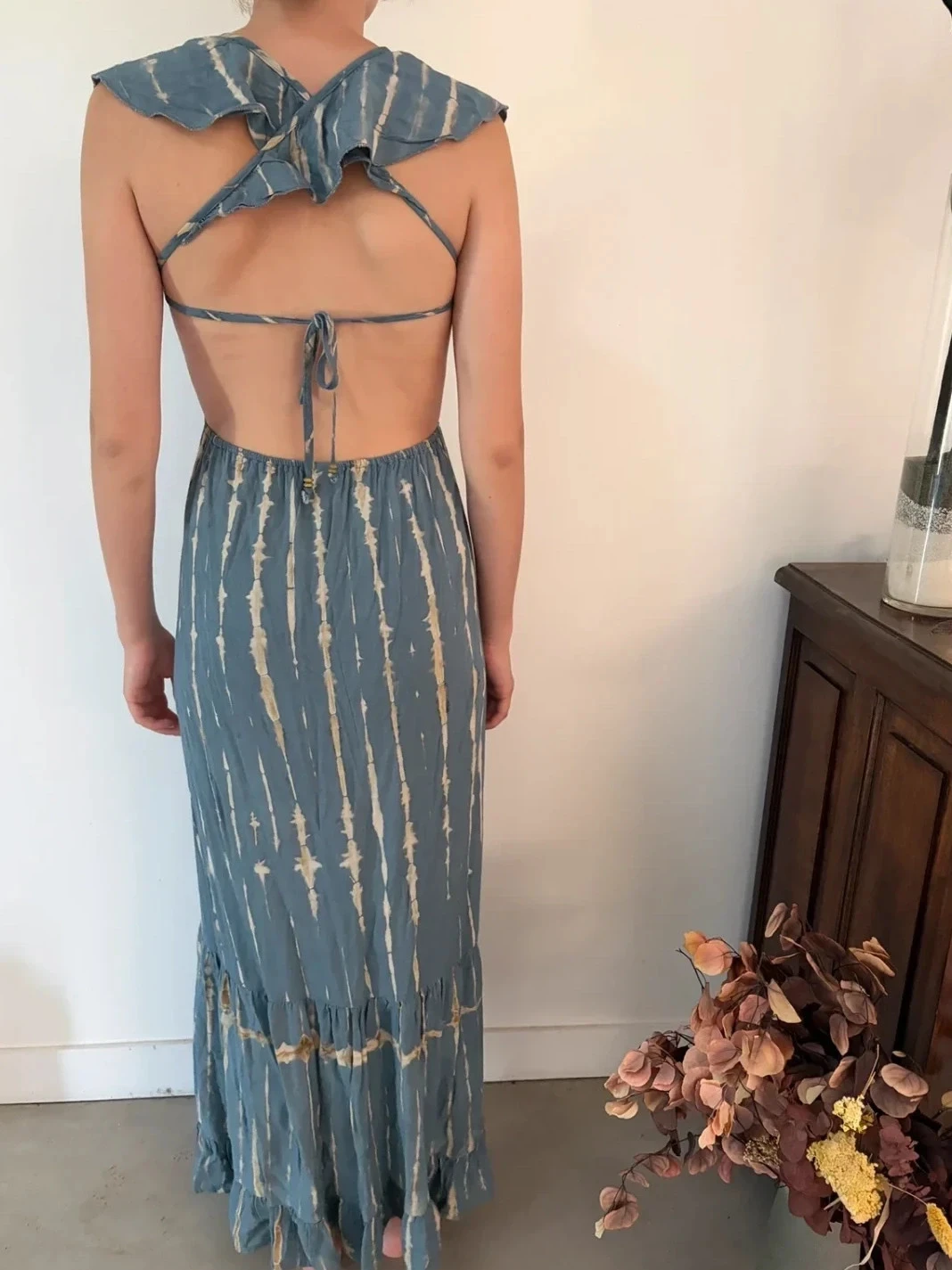 Vestido largo Selva Ibiza tie & dye con espalda descubierta T36/38 bohemio – photo 2